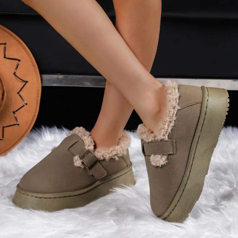 Мода 2024 года. Новые женские зимние ботинки на толстой подошве. Зимние ботильоны. Удобные плюшевые теплые повседневные модные женские ботинки.