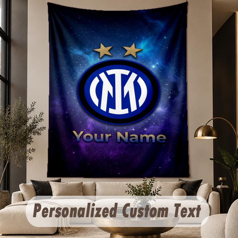 Custom Text Tapestry Inter Milan Print Wall Tapestry Indoor Living Room Wall Decor