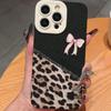 Чехол для телефона с леопардовым принтом и бантом для iPhone 16 15 14 13 12 11 Pro Max XS Max 7 8 Plus XS X SE 2020 13promax Мягкий противоударный бампер Задняя крышка чехла для телефона