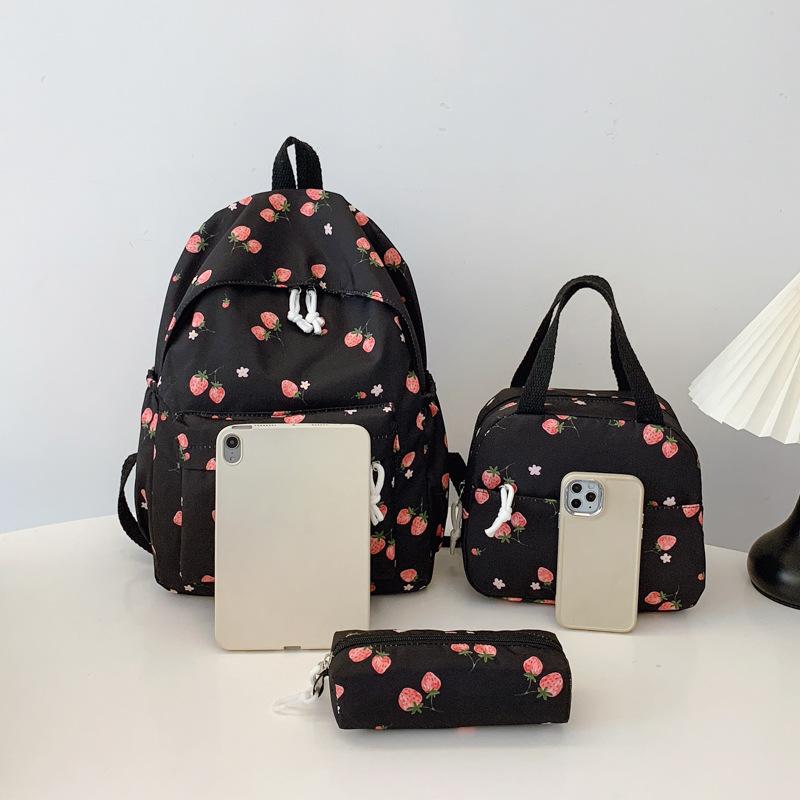 Cherry Backpack Japanese Style Fruit Print Lightweight School Bag for Middle School Girls Casual Travel