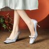 Small Bow Temperament High Heels Women's Design Sense Thin Heels Occupation Not Tired Feet Square Head Single Shoes