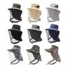 Outdoor Hat with Removable Mosquito Mesh Shawl Design Wide Brim UV Protection Climbing Hat Waterproof Fabric Foldable Hat