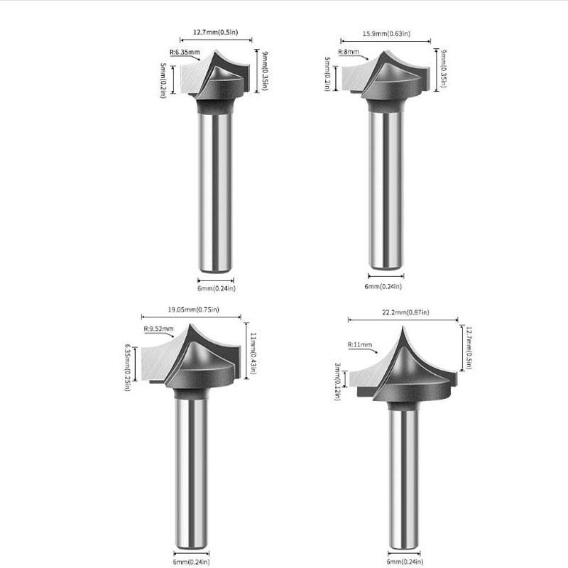 Твердосплавные круглые сверла с круглым концом, вибростолы, инструменты для деревообработки, фреза для дерева, хвостовик 6 мм, 1/4 дюйма