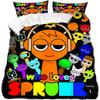 Комплект пододеяльника Sprunki Kids для односпального одеяла с 2 наволочками, пододеяльник 135 x 200 см с 3D-печатью, теплые подарки для фанатов игр