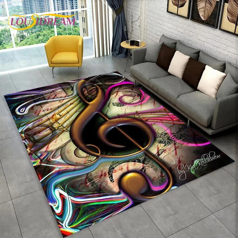 3D-музыка, музыкальная нота, фортепианное искусство, большой ковер, ковер для гостиной, спальни, дивана, коврик для двери, детский нескользящий напольный коврик
