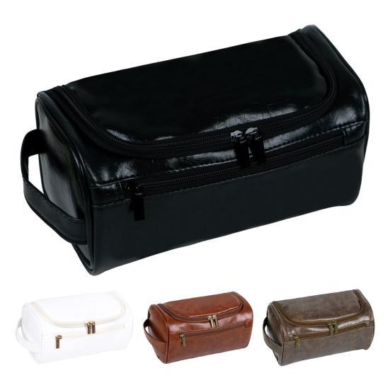 Косметичка с ручкой из водонепроницаемой искусственной кожи с застежкой-молнией, портативная, вместительная, многофункциональная, для туалетных принадлежностей