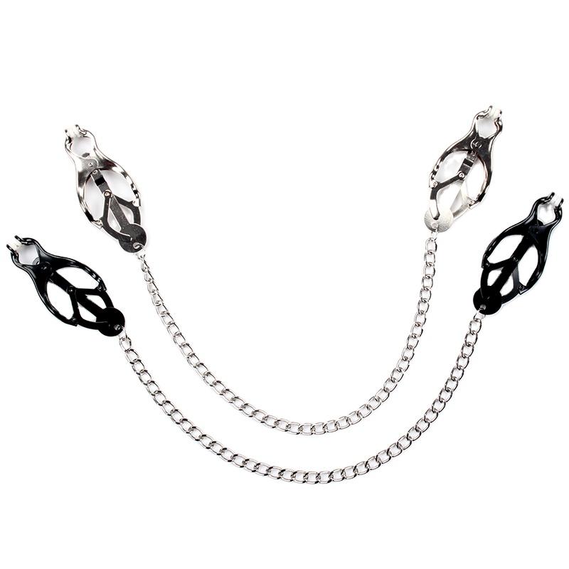 New Design Silver/Black Muqu Metal Bondage for Couples Flirt Adult Games Vaginal Nipple Clamps Breast Clip