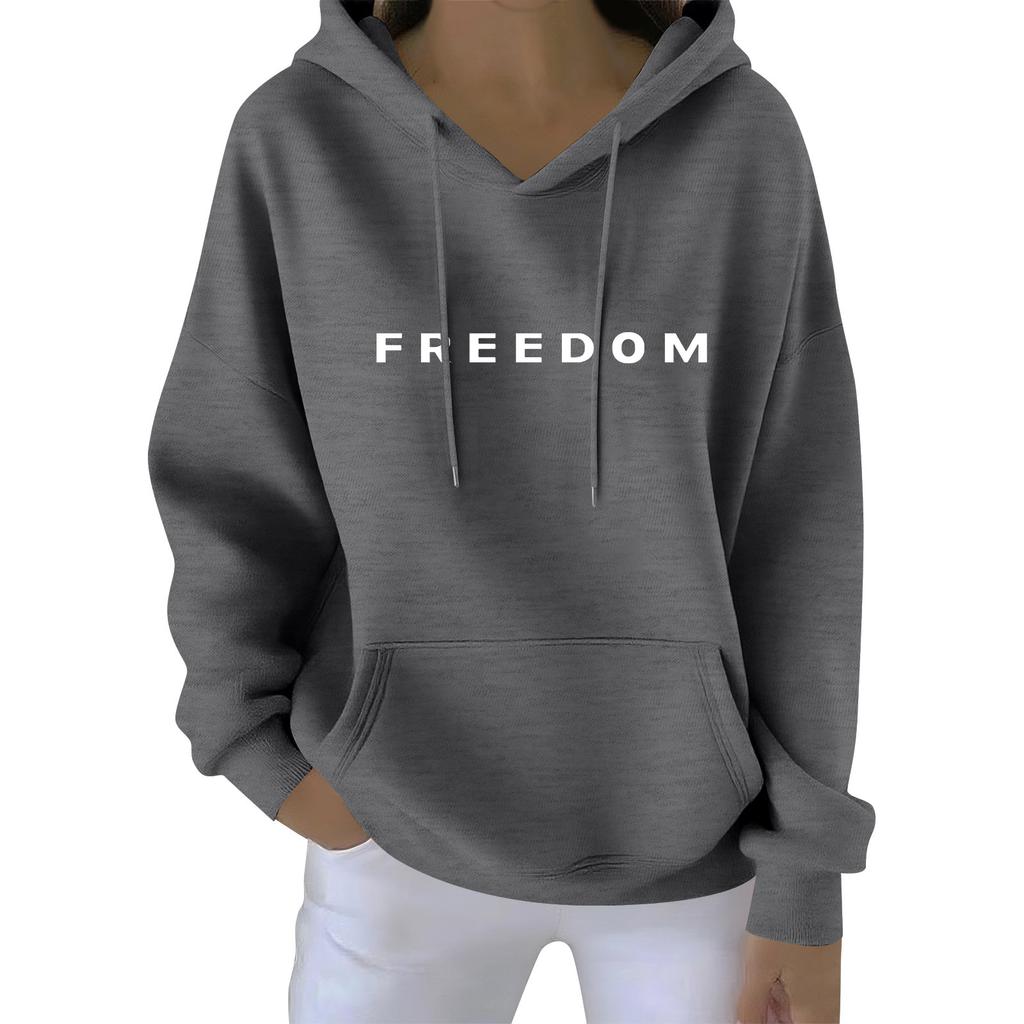 Women's Casual Fashion Print Long Sleeve Hooded Sweatshirt Top