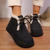 Casual Lace Up Furry Snow Boots Women 2025 Fashion Thick Bottom Fur Ankle Boots Winter Warm Short Plush Designer Shoes Woman