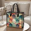 Retro Geometric Pattern Casual Tote Bag for Daily Shopping Commute