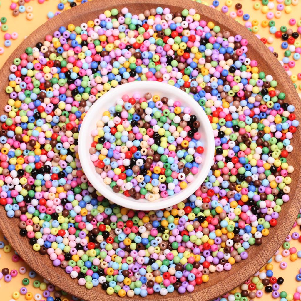 4mm 500PCS For Jewelry Making Findings Multicolor Acrylic Loose Beads Jewelry Accessories DIY Crafts Soild Color Handmade Material