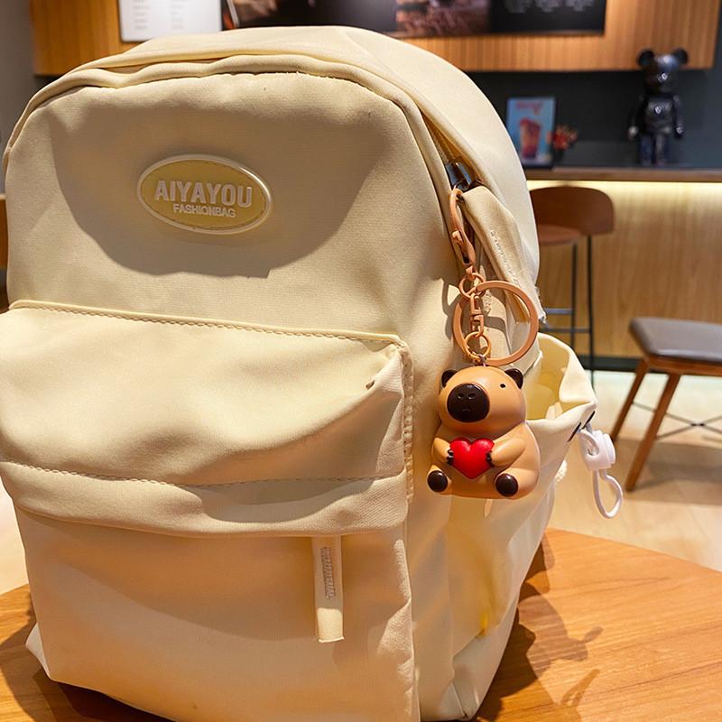 Unique Light Up Sound Heart Capybara Keychain Silicone Material For Parties And Celebrations