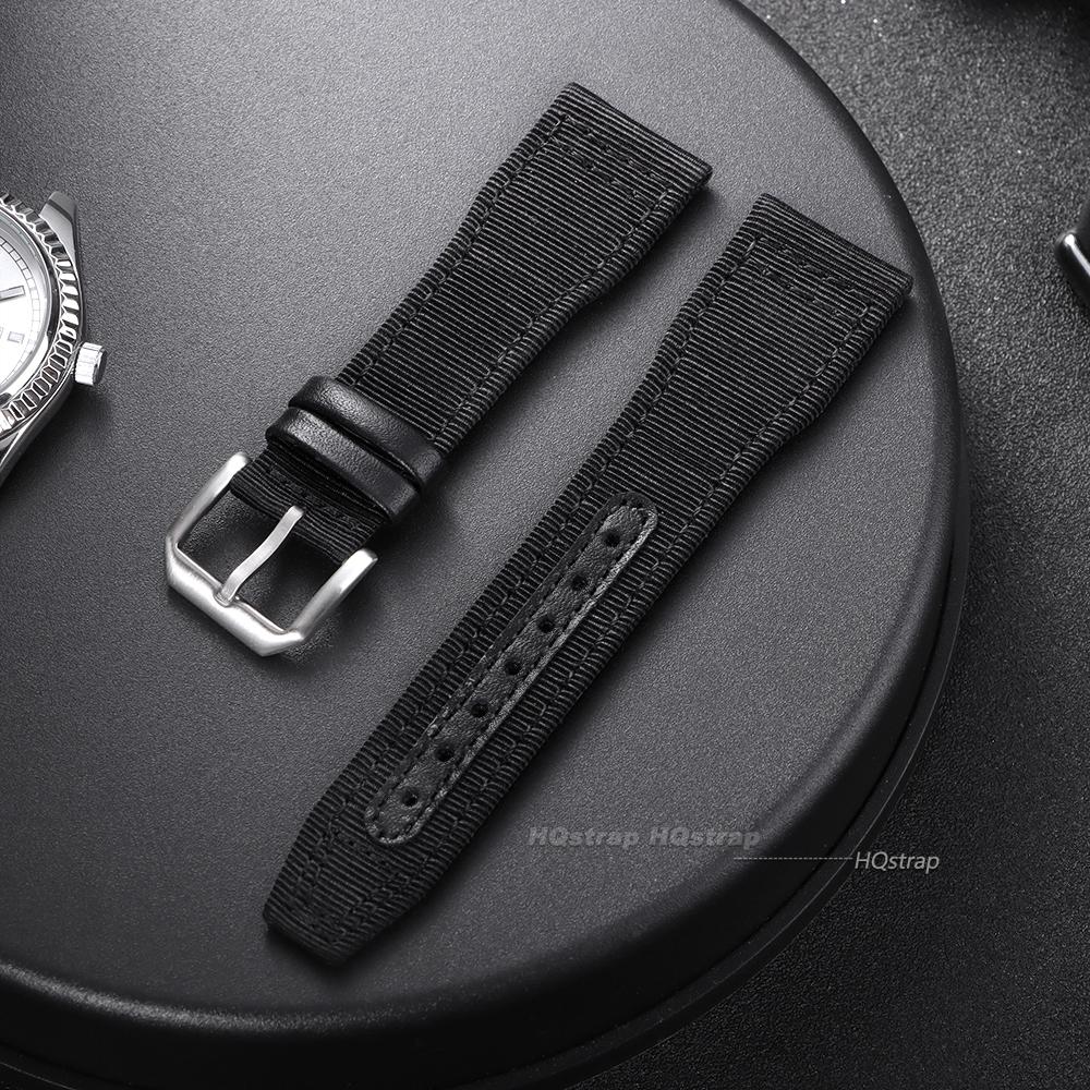 20 мм 21 мм 22 мм Нейлоновый холщовый ремешок для часов IWC Pilot Женский Мужской Кожаный наручный ремешок Черный Армейский зеленый Синий Коровья кожа Браслет