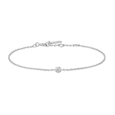 Браслет из серебра 925 пробы с серебристым сверкающим безелем B062-01H