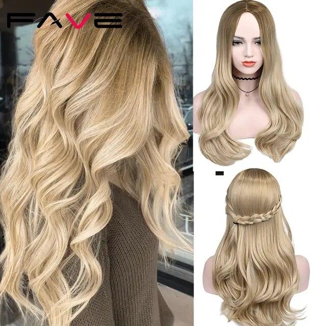 Long Wavy Wigs Ombre Gray To Watermelon Red Black Grey Purple Blue Brown Synthetic Hair For Black White Women Cosplay Party
