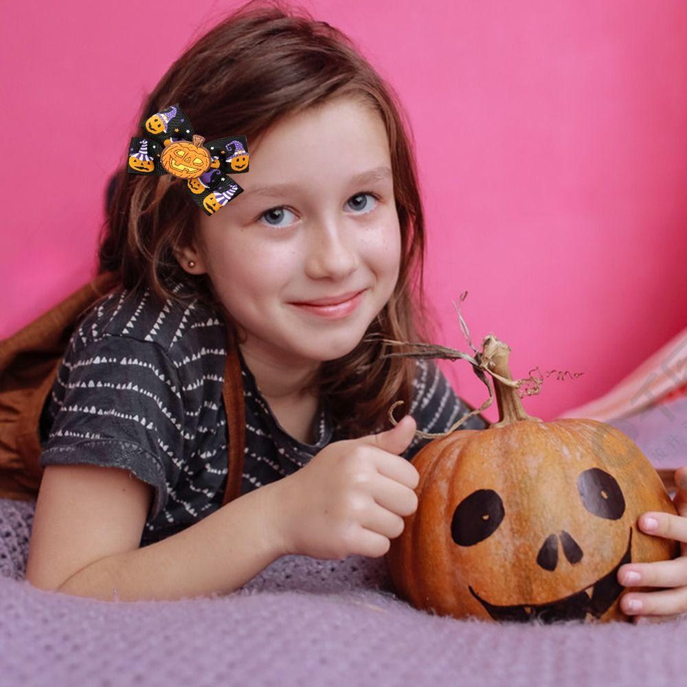 Funny Halloween Bow Hair Clip Eyeball Bat Duckbill Clip Fashion Pumpkin Hairpin  Party