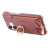 Y3 For iPhone 16 Case Card Holder Kickstand Leather+TPU Phone Cover with Zipper Pocket - Purple
