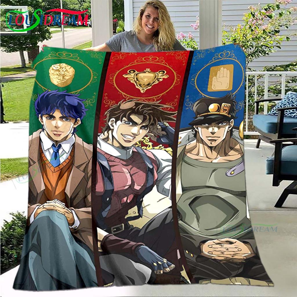 Мультяшный плед J-JoJo's Bizarre Adventure, Фланелевый плед для кровати, дивана, пикника, офиса, похода, отдыха, для сна, подарок на день рождения