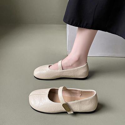 Французские летние туфли-балетки с плоской подошвой и мелким вырезом, женские универсальные и удобные новые ретро туфли Мэри Джейн с мягкой подошвой, балетки, маленькие кожаные туфли