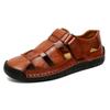 Fashion Real Cowhide Spring and Summer New Men's Sandals with Thick Soles and Toe Caps, Beach Shoes, Outdoor Casual Shoes, Sizes 36-46