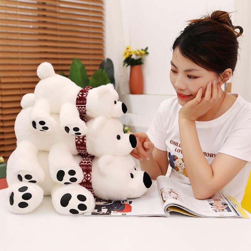 Творческий милый шарф на животик в виде белого медведя, мягкая игрушка, рождественский медведь, обнимашка в виде медведя, праздничный подарок