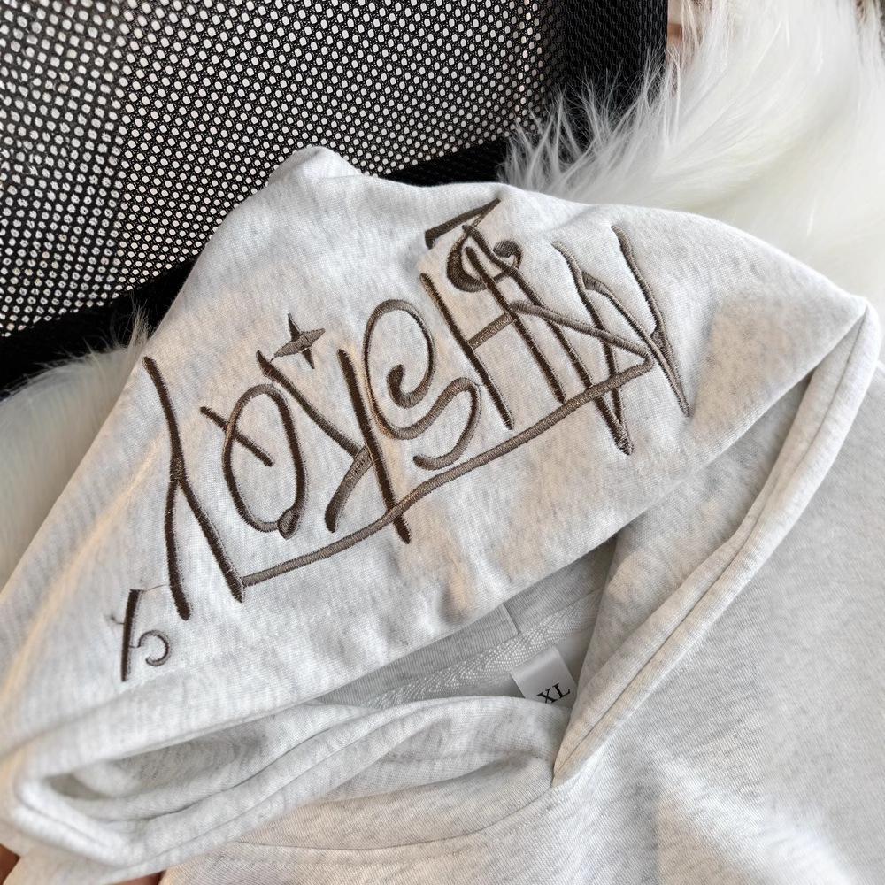 Женские толстовки из плотного вышитого бархата — плотная, модная уличная одежда для весны, осени и зимы. Свободный крой для пар.