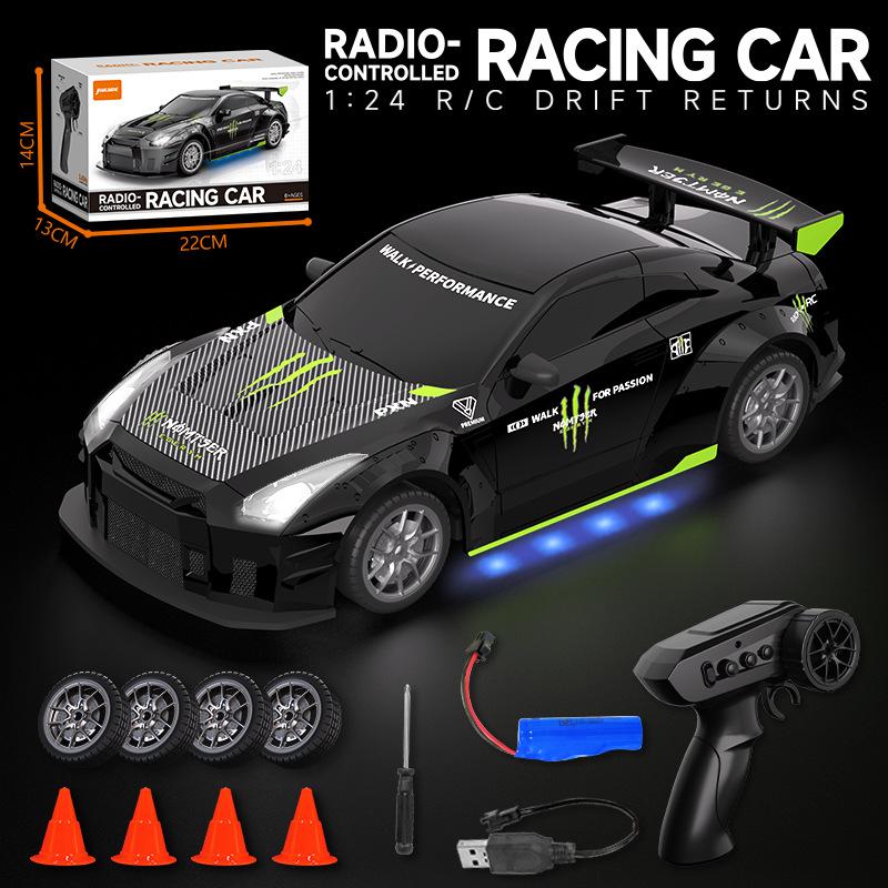 Общий 1:24 RC Дрифт Автомобиль на Радиоуправлении 4WD Гоночный Автомобиль со Сменными Шинами Бесступенчатое Регулирование Скорости Игрушка для Маленьких Мальчиков и Девочек