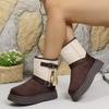 Fashion 2025 New Women Ankle Boots Comfortable Large Size Shoes Women Thick Sole Warm Casual Snow Boots Fashion Round Toe Buckle Shoes