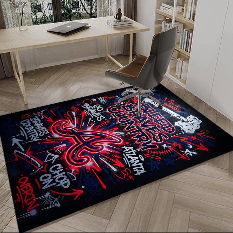 Anaheim Braves Graffiti Art Carpet, Kitchen Rugs, Yoga Mat, Non-Slip Mats, Rug for Bathroom, Living Room bedroom, Camping Rugs Christmas Gift