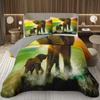 Elephant Bedspread Twin Queen King Size African Safari Animal Theme Quilt Set Jungle Wildlife Coverlet Set with 1/2 Pillowcase