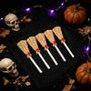 Tiny Wooden Handle Broom 10 Pcs Mini Straw Brooms Set Artificial Witch Broom Decorations with Rope for Dollhouse for Dioramas
