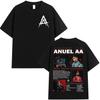 Rapper Anuel AA Real Hasta La Muerte Tour 2025 New Album T Shirts Men's Hip Hop Gothic T-Shirts 100% Short Sleeve T-Shirt