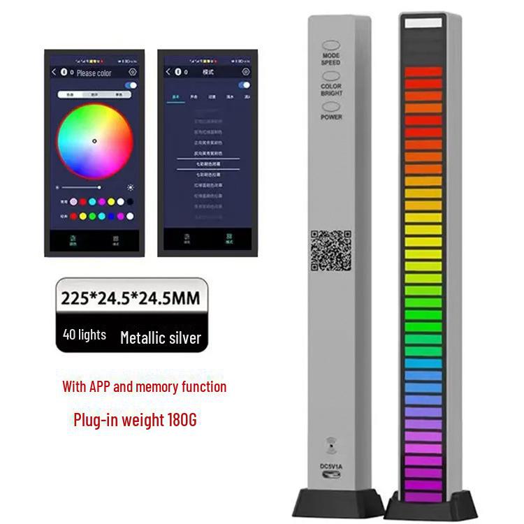 RGB светодиодная лента с Bluetooth и голосовым управлением - Световая панель с датчиком цвета, световой эффект под музыку и атмосферное освещение для рабочего стола или автомобиля.