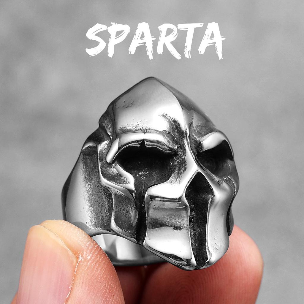 Мужские кольца из нержавеющей стали, спартанский шлем, воин, череп, панк-рок, готика, для байкера, мужчины, мальчика, ювелирные изделия, креативный подарок