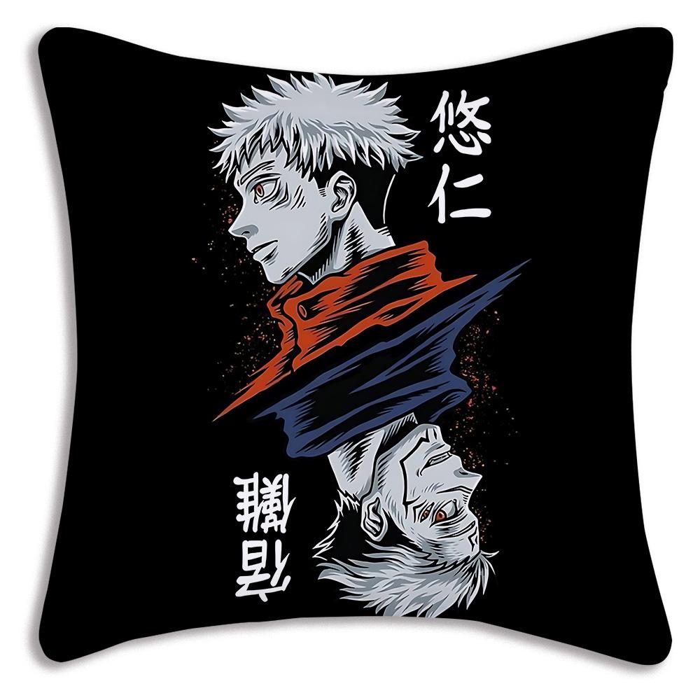Горячие Аниме Чехлы на Подушки Jujutsu Kaisen Мультяшные Декоративные для Дивана Домашние Двусторонние Короткий Плюш Милый Чехол на Подушку