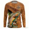 Весенне-осенние футболки с круглым вырезом и 3D-принтом для рыбалки, модные повседневные мужские футболки с длинным рукавом
