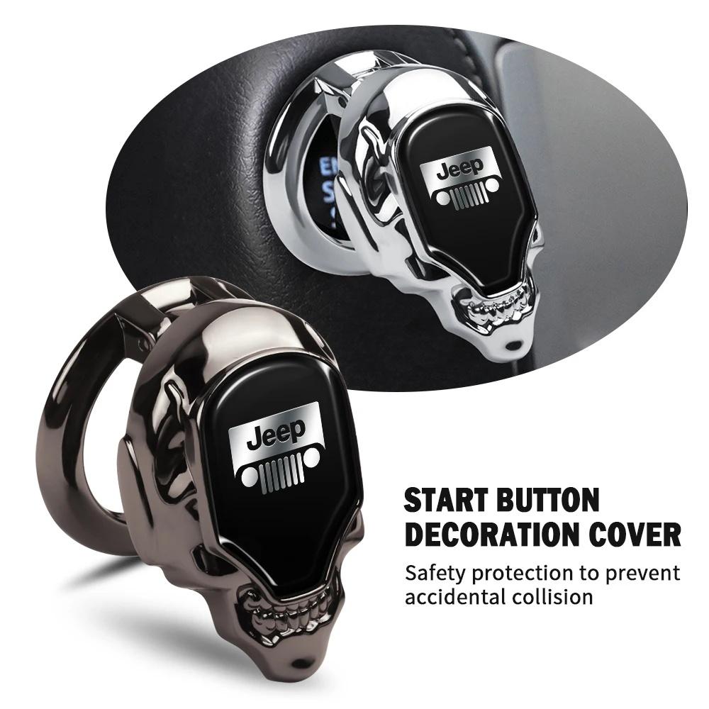Metal Skull Car Start Button Cover for Jeep Wrangler Grand Cherokee Anti-Mistouch Ignition Switch Protector Auto Accessories