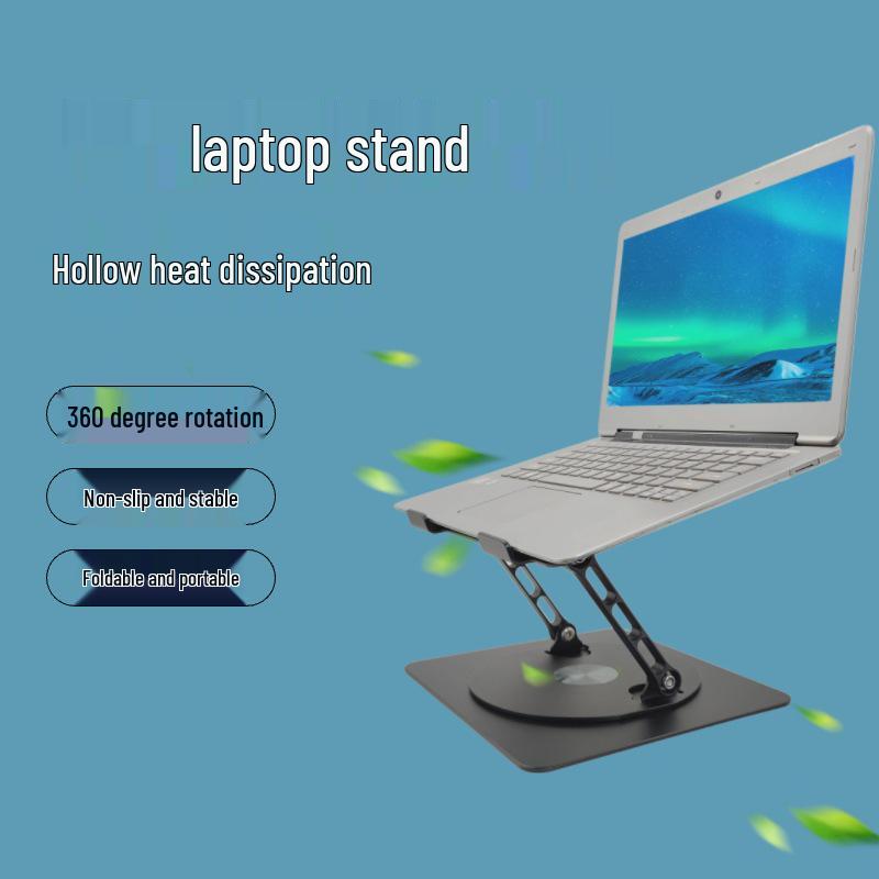 Подставка для ноутбука с вращением на 360°, складная, с охлаждением, для рабочего стола, офиса и игр.