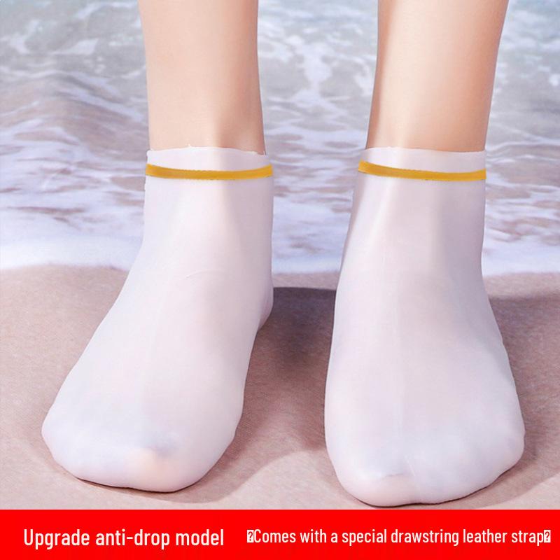 Waterproof Silicone Non-Slip Diving Socks with Drawstring for Snorkeling and Swimming - Unisex High Elasticity Beach Footwear