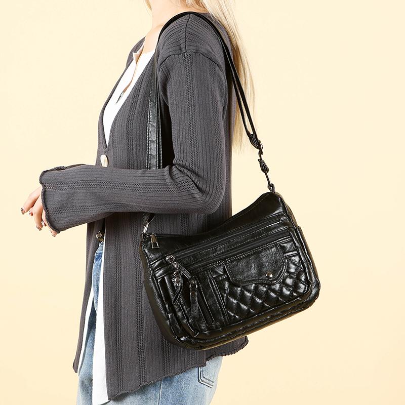 Сумка для женщин среднего и пожилого возраста, сумка через плечо, винтажная мягкая кожаная сумка для мам, легкая сумка через плечо