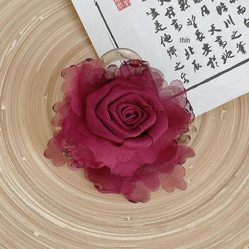 Caro 3D Rose Hair Claw Clip - 2024 High-End Floral Shark Clip for Women, Elegant Headwear