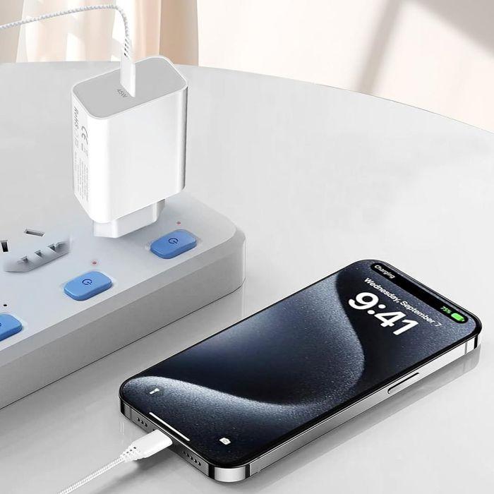 45W USB-C Fast Charger - e.F.Connection - for Samsung A14 A15 A16 A17 A36 A56- 1m and 1.8m Cable - White