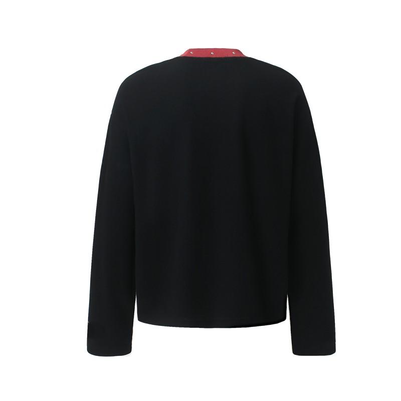 Mens Oversized Long Sleeve Graphic Hoodless Sweatshirt Cotton Waffle Knit Streetwear