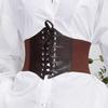Women Elastic Corset Adjustable Lace-up Wide Belt Faux Leather Slimming Body Waistband Dress Shirt Decoration