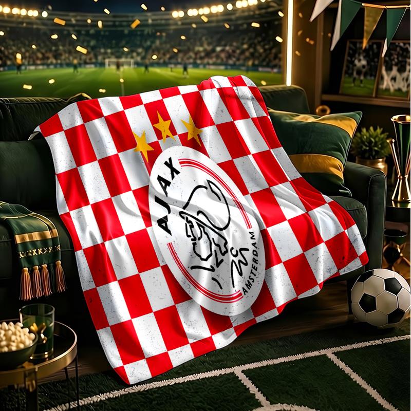 Ajax Amsterdam Crest Throws Blanket Flannel Blankets Plush for Couch Bed Gifts for Men Women Travel picnic blanket Christmas fan gifts