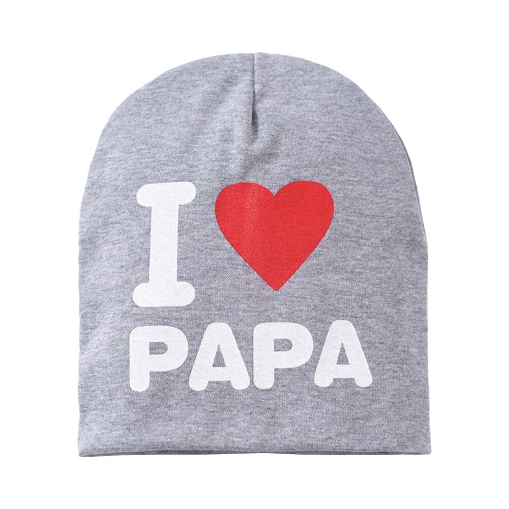 Весенне-осенняя двойная теплая шапка для новорожденных, шапочка «Я люблю папу и маму», вязаная крючком шапка с принтом для маленьких девочек и мальчиков, шапки, шапки