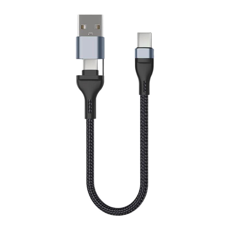 Data Cable USB+USB C to Type C Fast Charging Cord Short Cable 60W Type C For Mobile Phone Portable Laptop Accessories