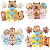 1 набор Мультяшная Капибара Алюминиевая Фольга Воздушный Шар Набор Цветы Маргаритки Детский День Рождения Вечеринка Декор Принадлежности Baby Shower Шары Детские Игрушки