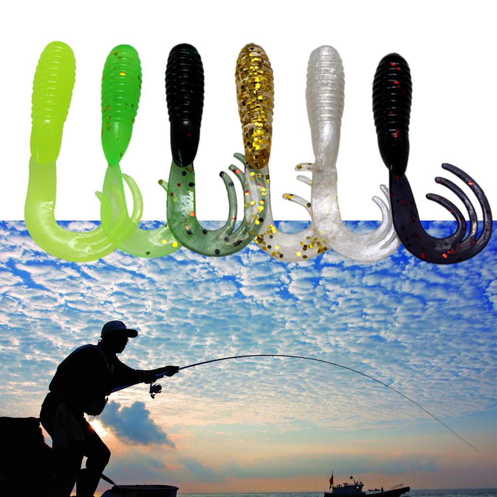 50Pcs Fishing Lures Soft Fishing Lures Soft Twister Tail Swimbaits Lures Twister Tail Swimbaits Soft Artificial Lures