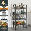 4-ярусная кухонная стойка для хранения из углеродистой стали на колесах